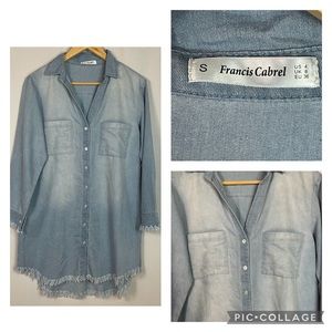 Francis Cabrel distressed fringe hem button down dress Size 4